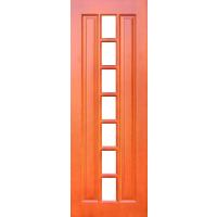 Дверь массив сосны. Модель 11 со стеклом. Тёмный лак.