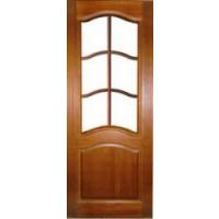 Дверь массив сосны. Модель 7 со стеклом и решеткой. Тёмный и светлый лак.